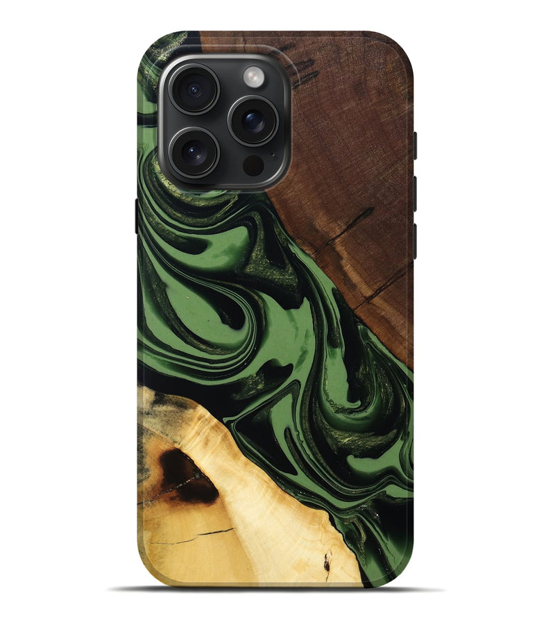 iPhone 16 Pro Max Wood Live Edge Phone Case - Junius (Green, 808573)