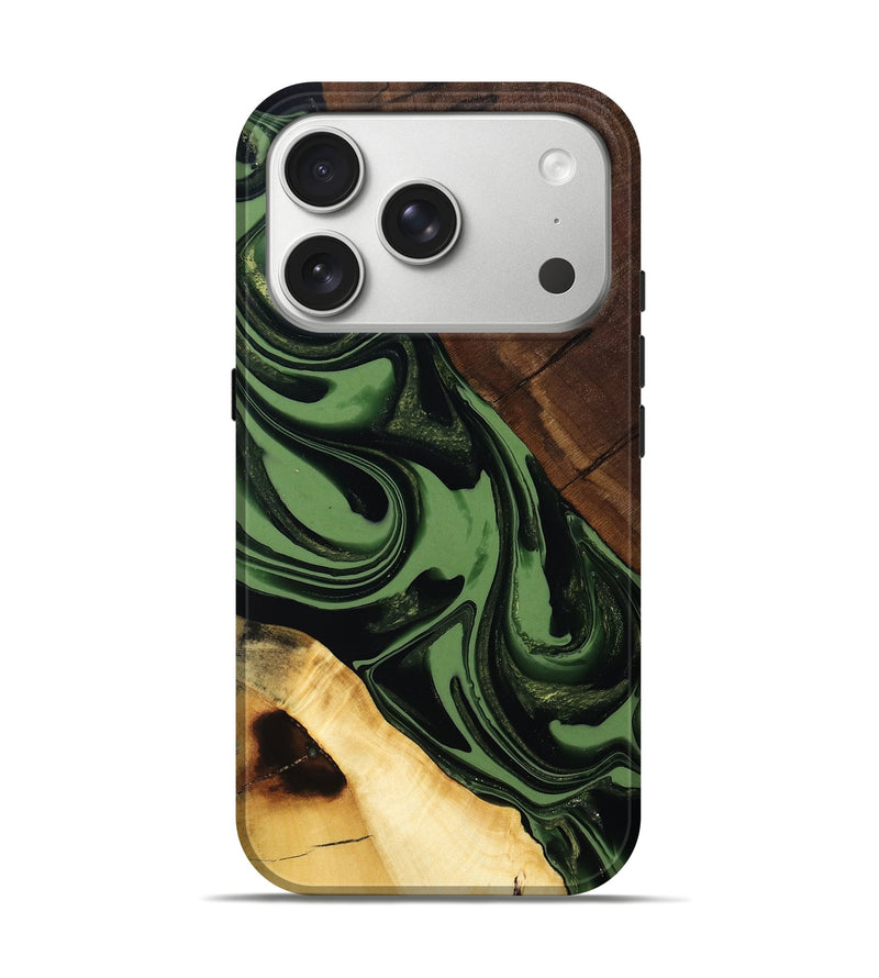 iPhone 17 Pro Wood Live Edge Phone Case - Junius (Green, 808573)