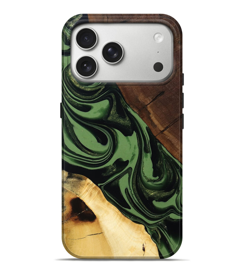 iPhone 17 Pro Max Wood Live Edge Phone Case - Junius (Green, 808573)