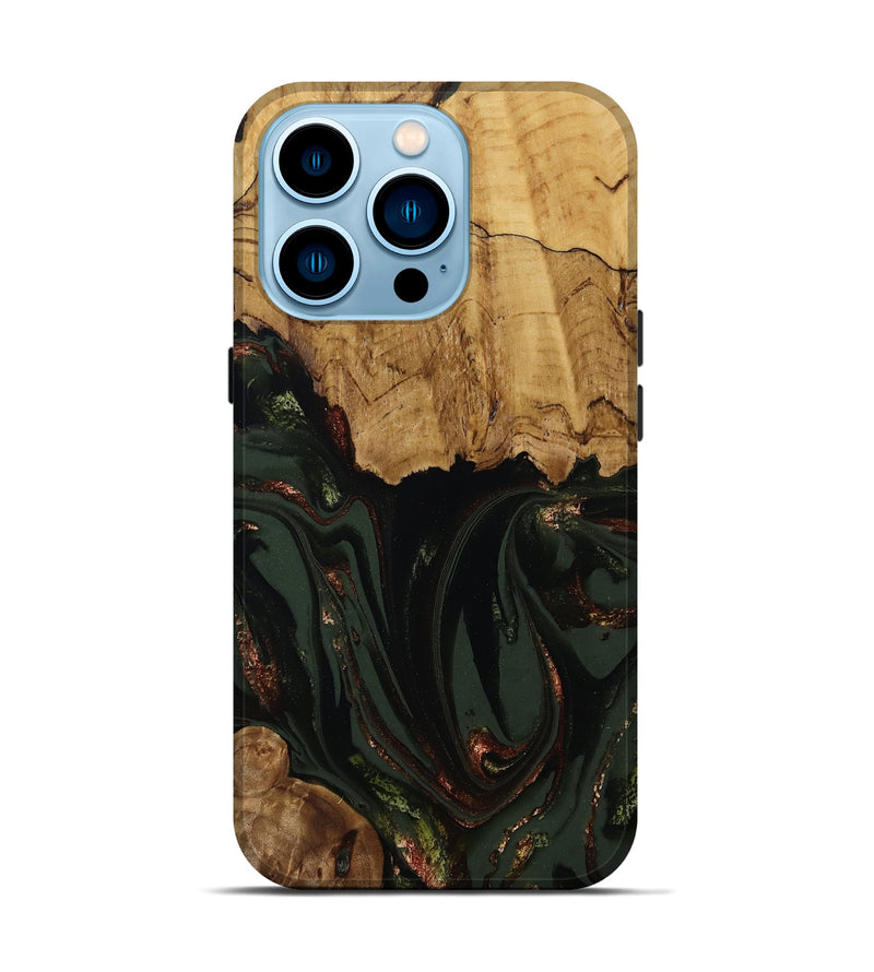 iPhone 14 Pro Wood Live Edge Phone Case - Capri (Green, 808574)