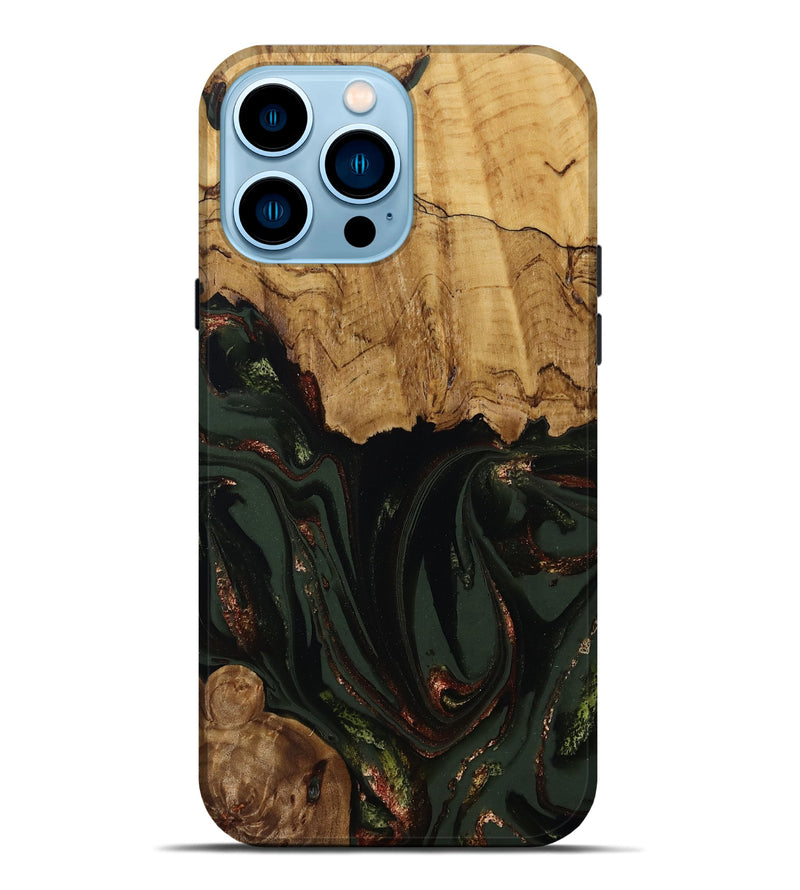 iPhone 14 Pro Max Wood Live Edge Phone Case - Capri (Green, 808574)