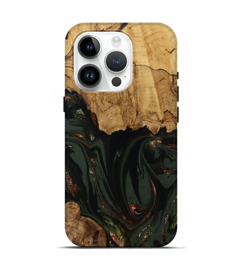 iPhone 15 Pro Wood Live Edge Phone Case - Capri (Green, 808574)