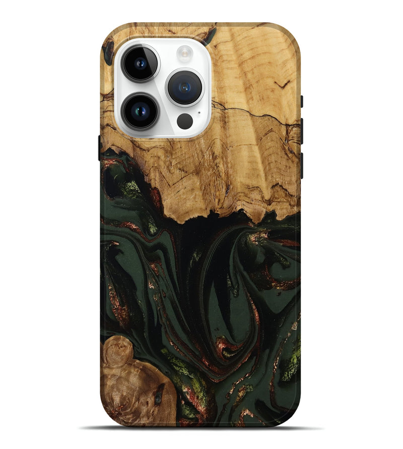 iPhone 15 Pro Max Wood Live Edge Phone Case - Capri (Green, 808574)