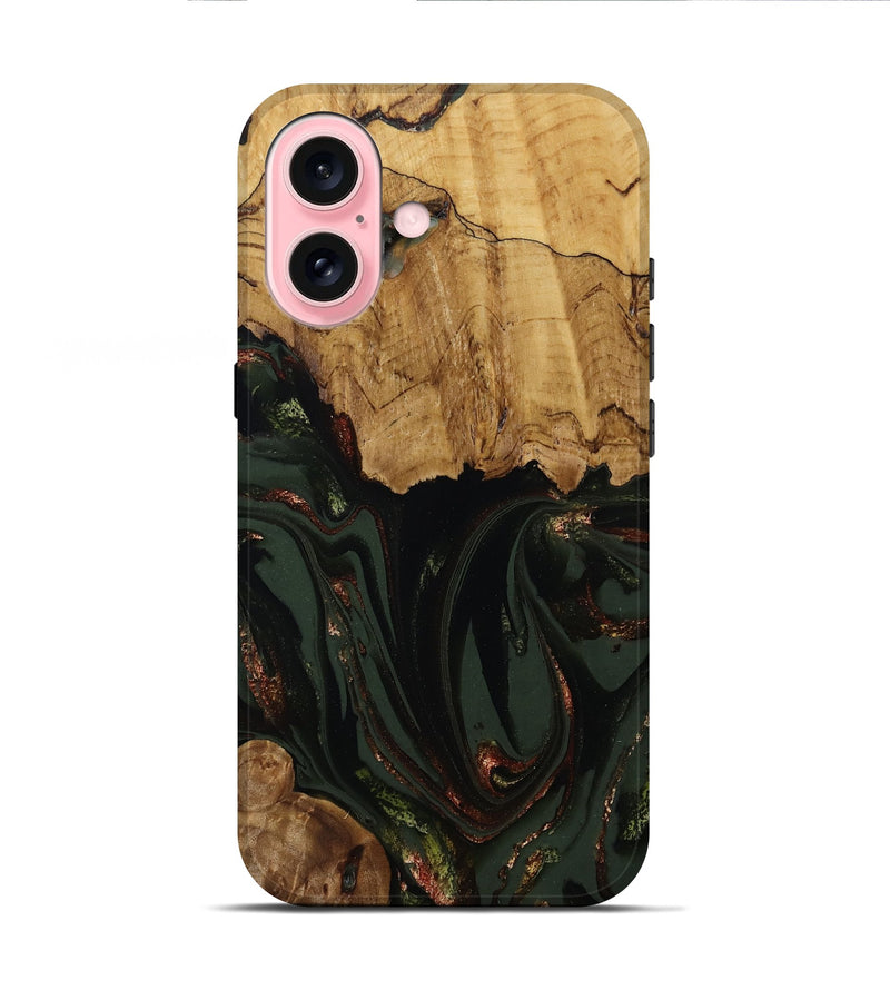 iPhone 16 Wood Live Edge Phone Case - Capri (Green, 808574)