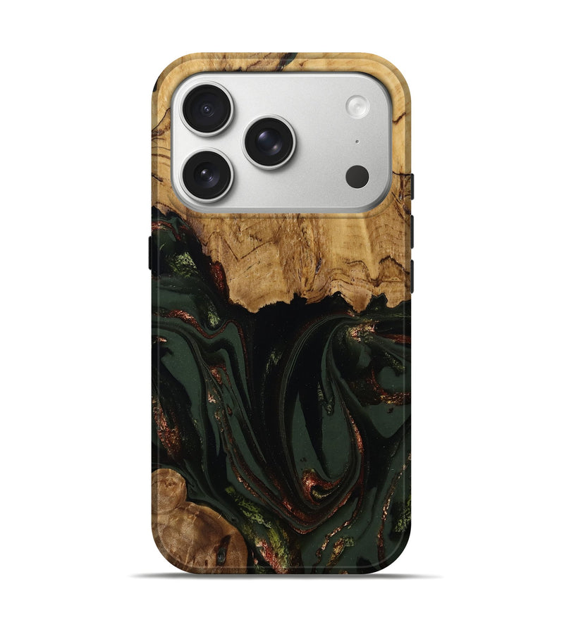 iPhone 17 Pro Wood Live Edge Phone Case - Capri (Green, 808574)