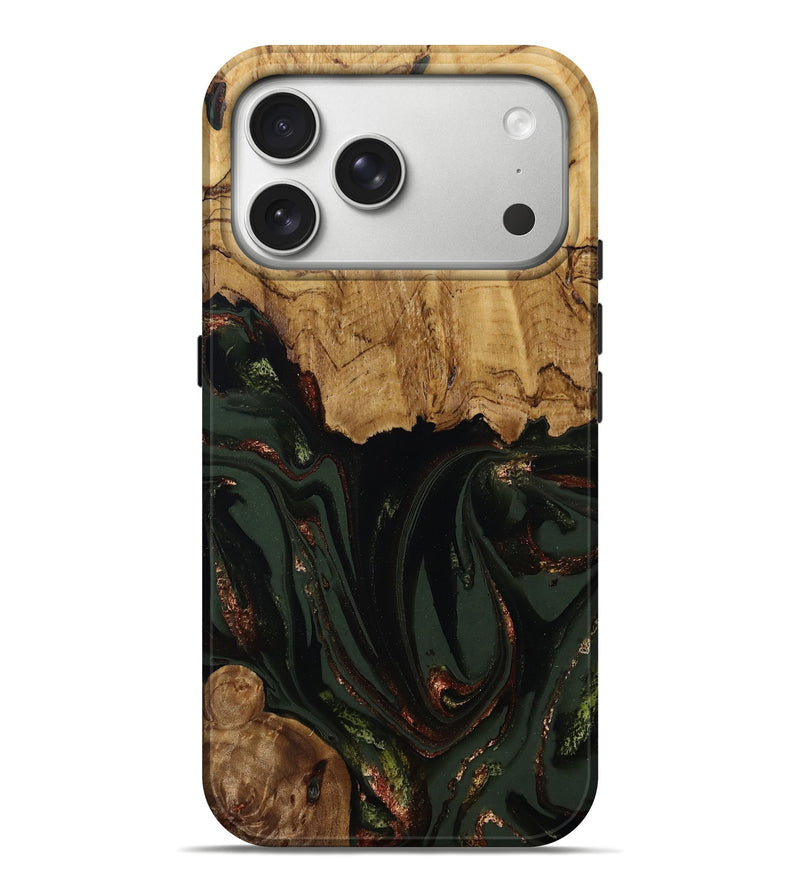 iPhone 17 Pro Max Wood Live Edge Phone Case - Capri (Green, 808574)
