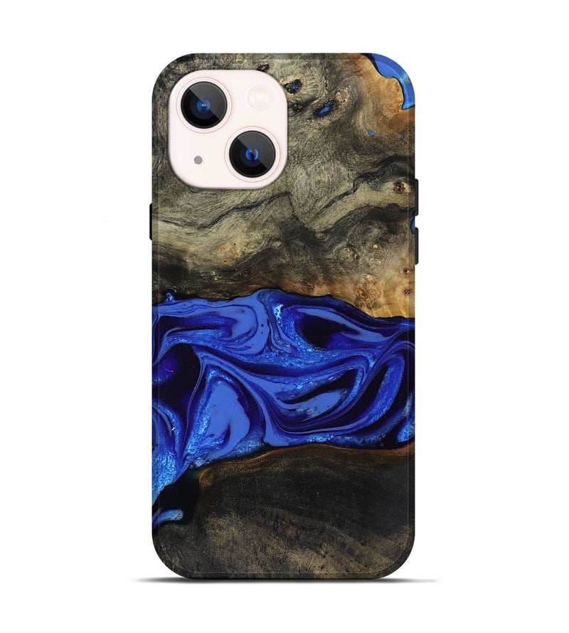 iPhone 13 Wood Live Edge Phone Case - Braden (Blue, 808580)