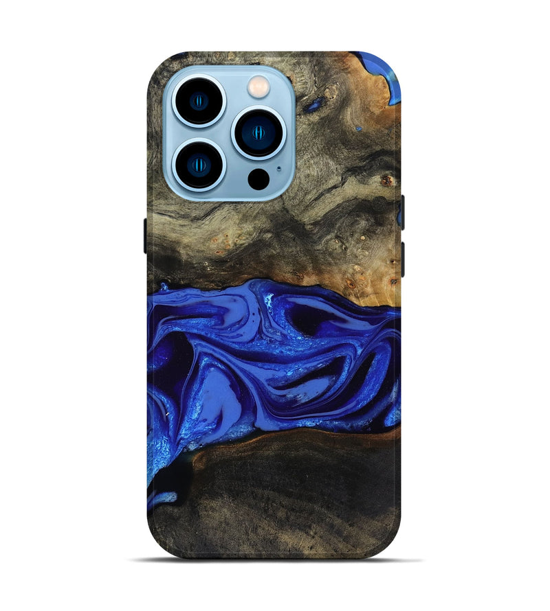 iPhone 14 Pro Wood Live Edge Phone Case - Braden (Blue, 808580)