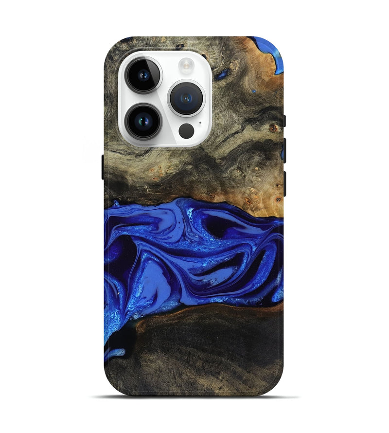 iPhone 15 Pro Wood Live Edge Phone Case - Braden (Blue, 808580)