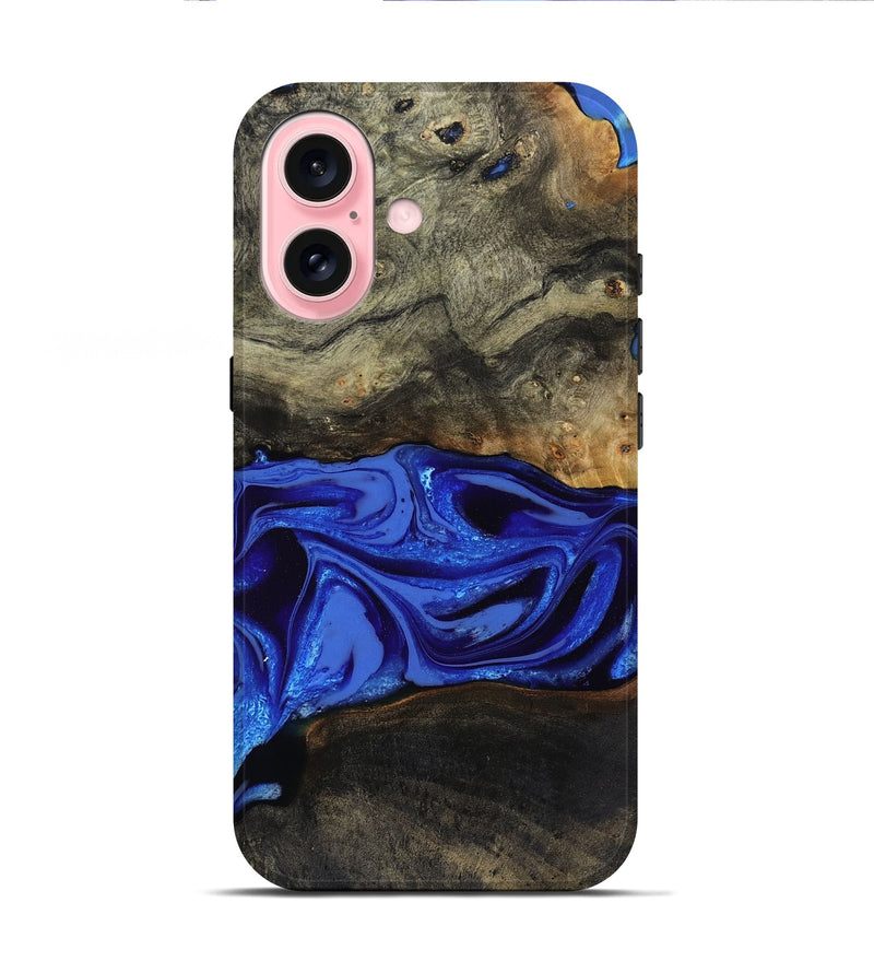 iPhone 16 Wood Live Edge Phone Case - Braden (Blue, 808580)