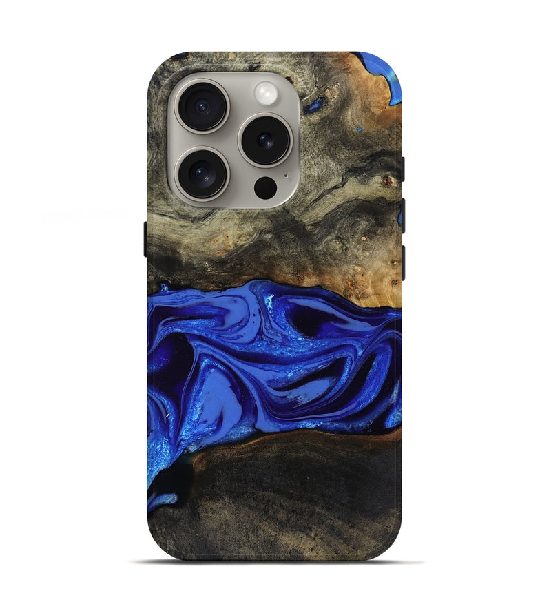 iPhone 16 Pro Wood Live Edge Phone Case - Braden (Blue, 808580)