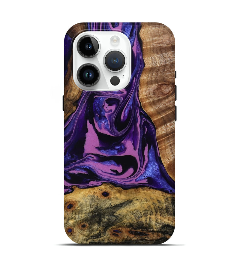 iPhone 15 Pro Wood Live Edge Phone Case - Carlos (Purple, 808585)