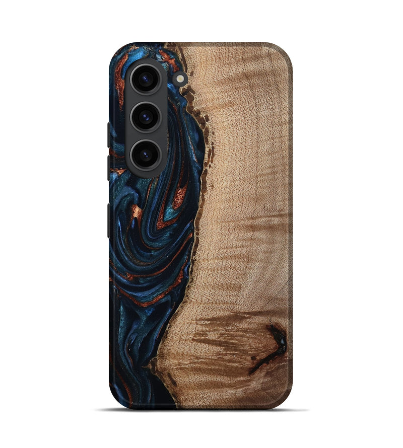 Galaxy S23 Wood Live Edge Phone Case - Calvin (Teal & Gold, 808625)