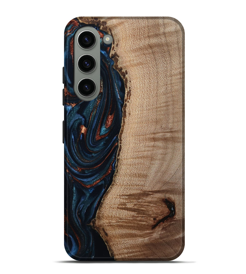 Galaxy S23 Plus Wood Live Edge Phone Case - Calvin (Teal & Gold, 808625)