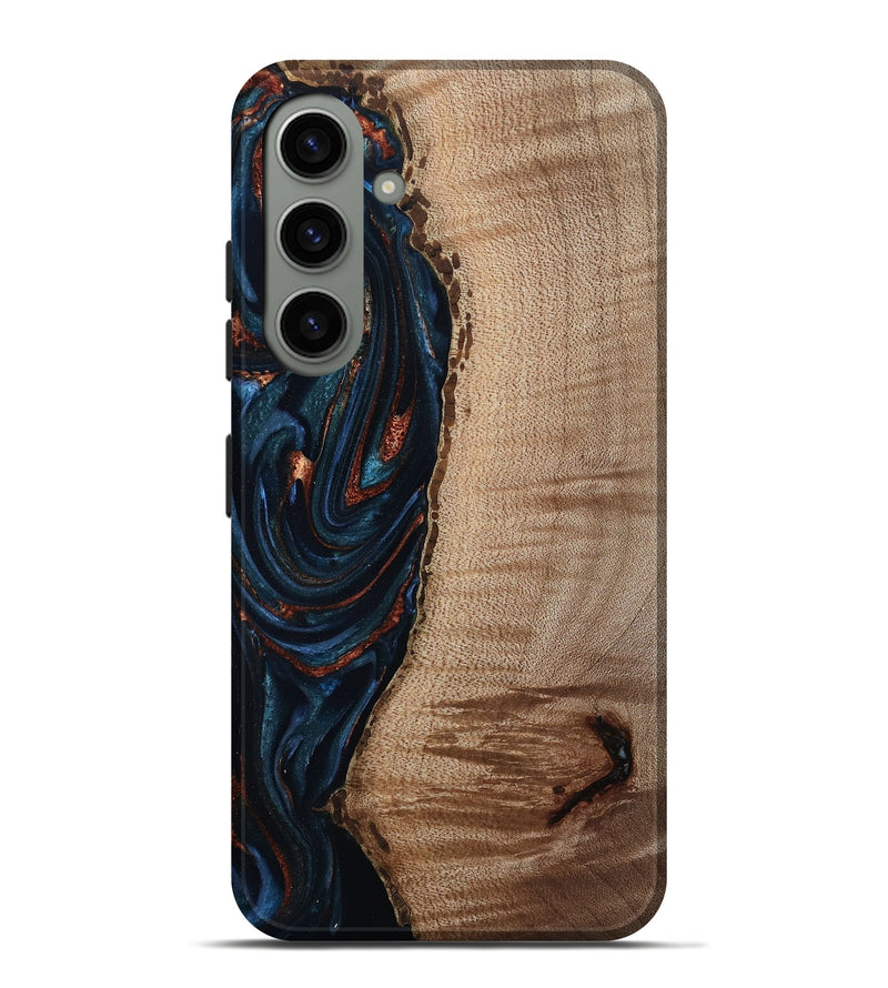 Galaxy S24 Plus Wood Live Edge Phone Case - Calvin (Teal & Gold, 808625)