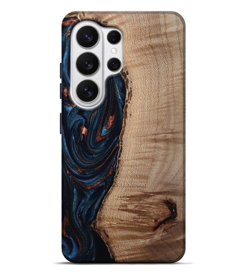 Galaxy S26 Ultra Wood Live Edge Phone Case - Calvin (Teal & Gold, 808625)