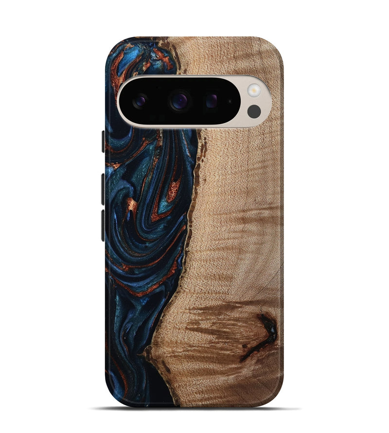 Pixel 10 Wood Live Edge Phone Case - Calvin (Teal & Gold, 808625)