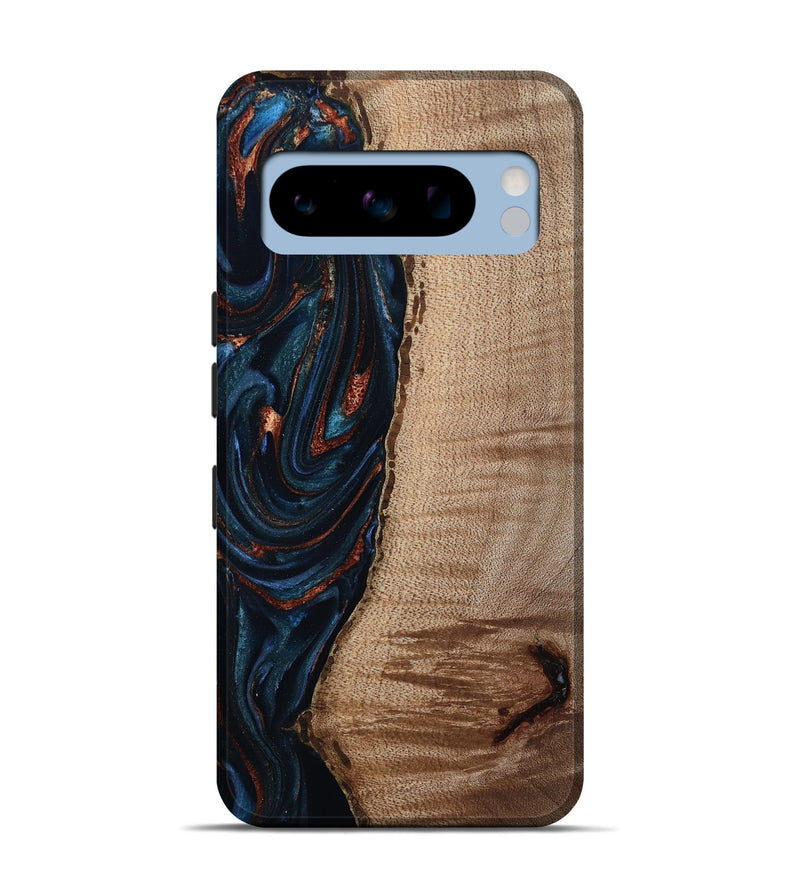 Pixel 8 Pro Wood Live Edge Phone Case - Calvin (Teal & Gold, 808625)