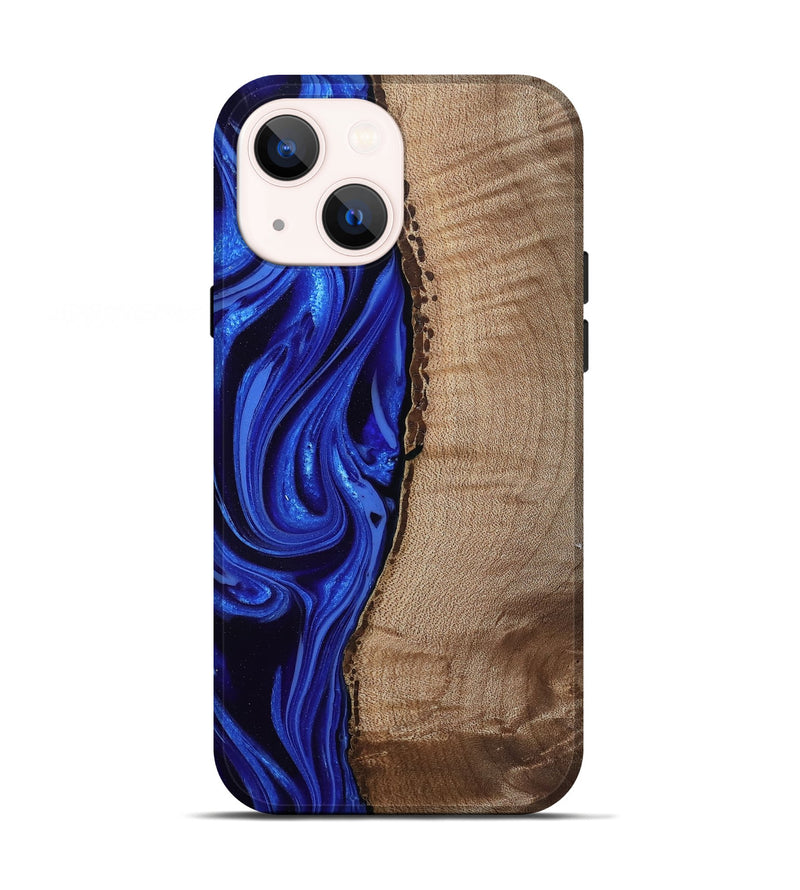 iPhone 13 Wood Live Edge Phone Case - Morgan (Blue, 808626)