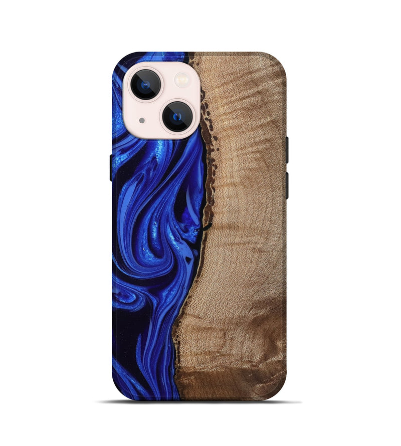 iPhone 13 mini Wood Live Edge Phone Case - Morgan (Blue, 808626)