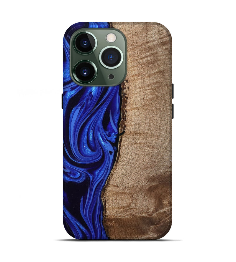 iPhone 13 Pro Wood Live Edge Phone Case - Morgan (Blue, 808626)
