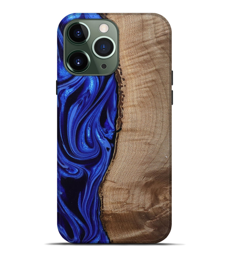 iPhone 13 Pro Max Wood Live Edge Phone Case - Morgan (Blue, 808626)