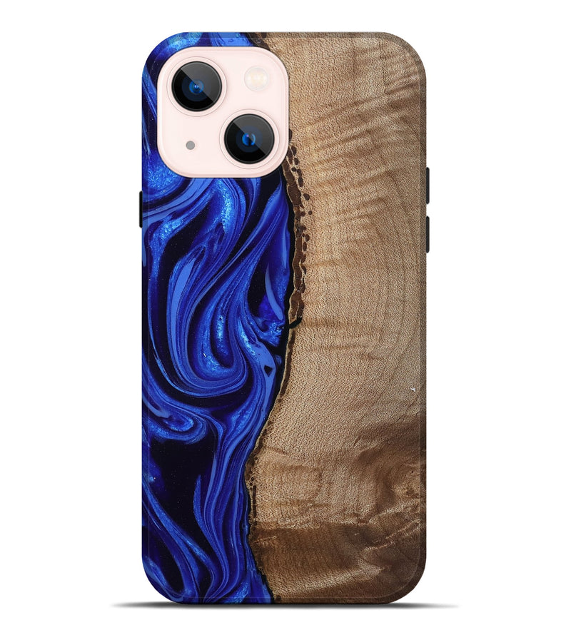 iPhone 14 Plus Wood Live Edge Phone Case - Morgan (Blue, 808626)