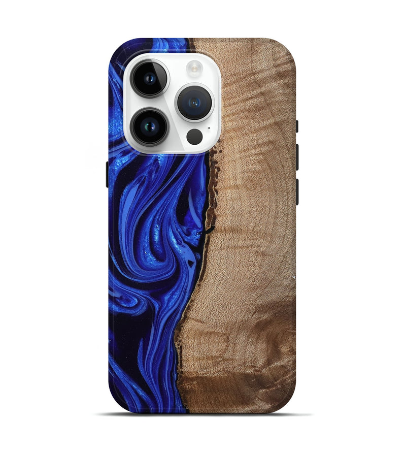 iPhone 15 Pro Wood Live Edge Phone Case - Morgan (Blue, 808626)