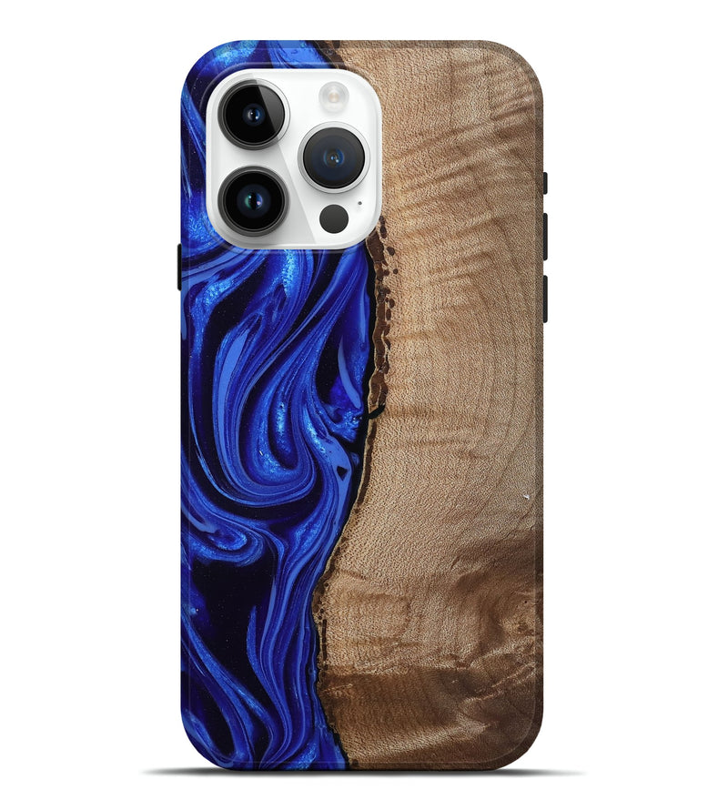 iPhone 15 Pro Max Wood Live Edge Phone Case - Morgan (Blue, 808626)