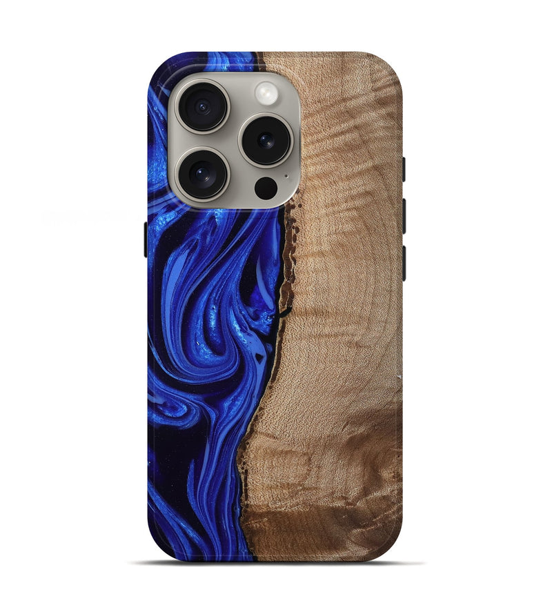 iPhone 16 Pro Wood Live Edge Phone Case - Morgan (Blue, 808626)