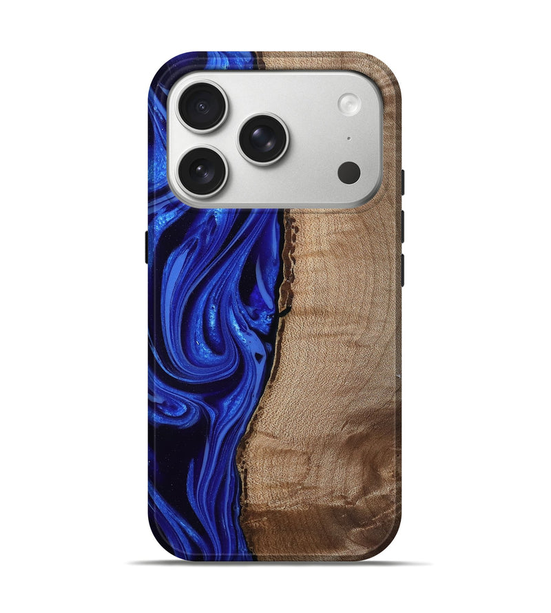 iPhone 17 Pro Wood Live Edge Phone Case - Morgan (Blue, 808626)