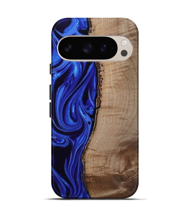 Pixel 9 Wood Live Edge Phone Case - Morgan (Blue, 808626)