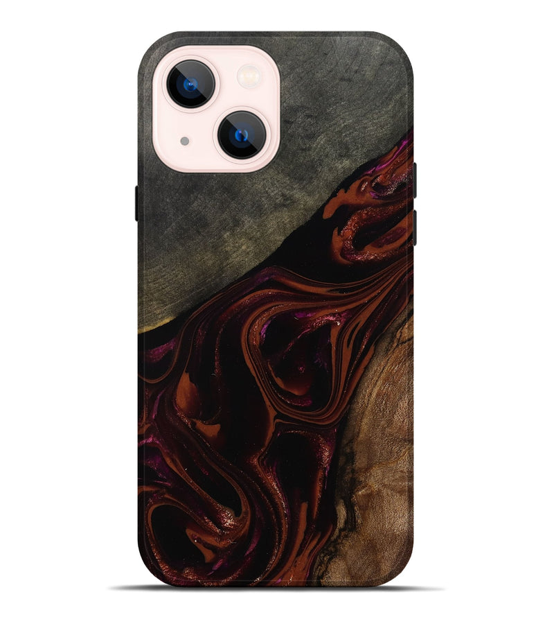 iPhone 14 Plus Wood Live Edge Phone Case - Hassan (Red, 808631)