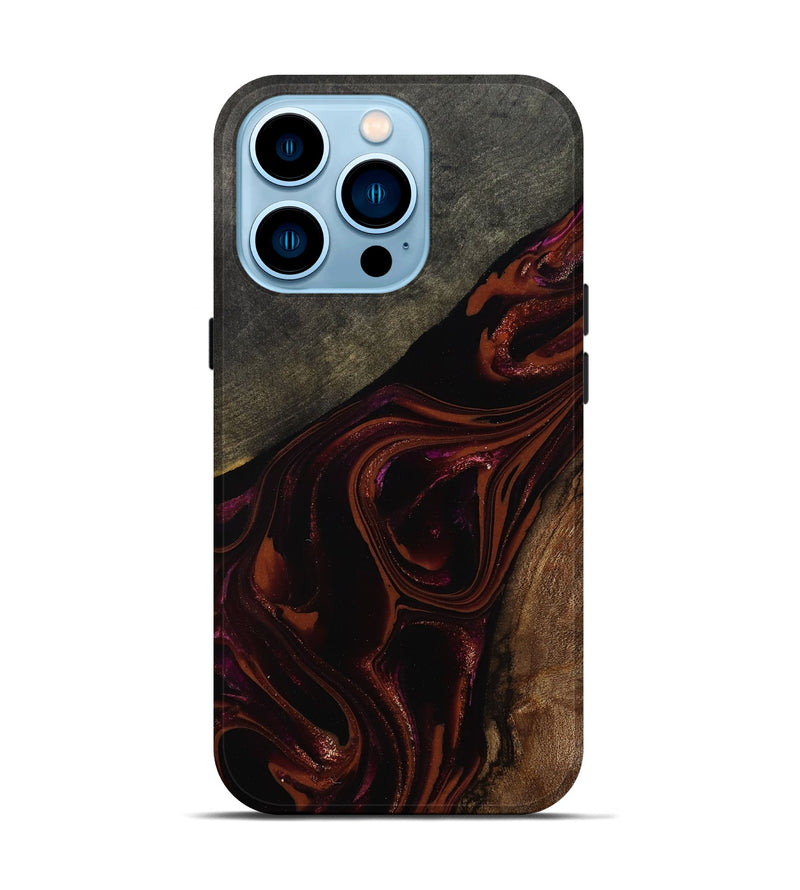 iPhone 14 Pro Wood Live Edge Phone Case - Hassan (Red, 808631)
