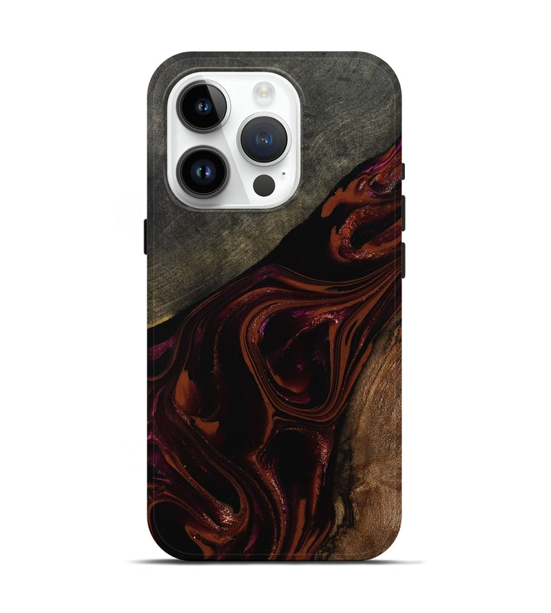 iPhone 15 Pro Wood Live Edge Phone Case - Hassan (Red, 808631)
