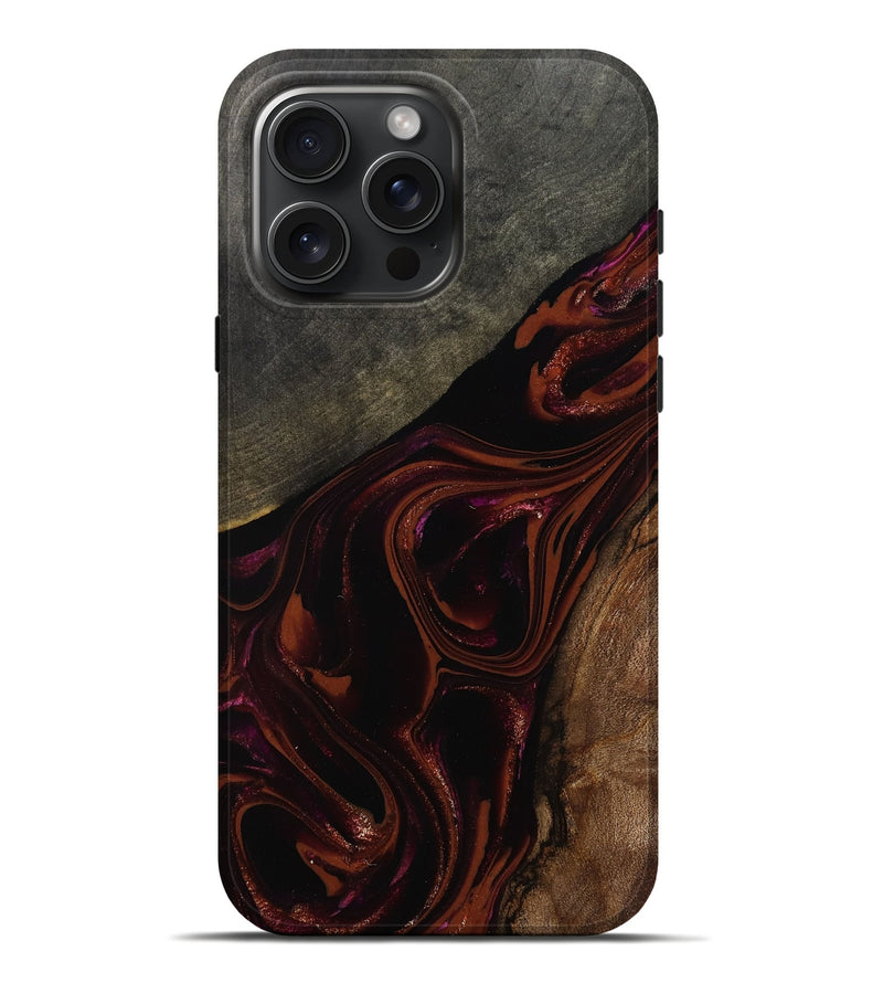 iPhone 16 Pro Max Wood Live Edge Phone Case - Hassan (Red, 808631)