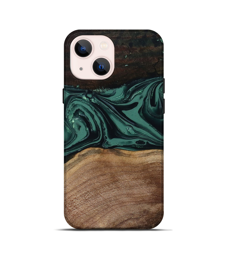 iPhone 13 mini Wood Live Edge Phone Case - Shauna (Green, 808636)
