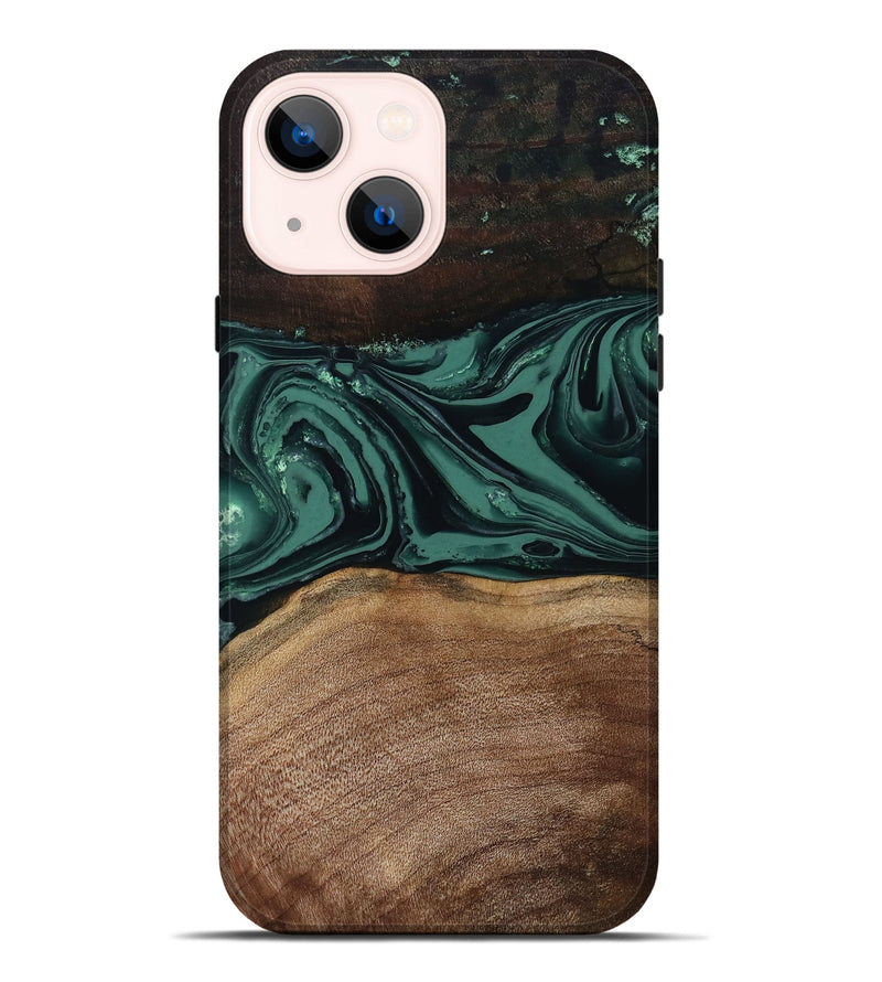 iPhone 14 Plus Wood Live Edge Phone Case - Shauna (Green, 808636)
