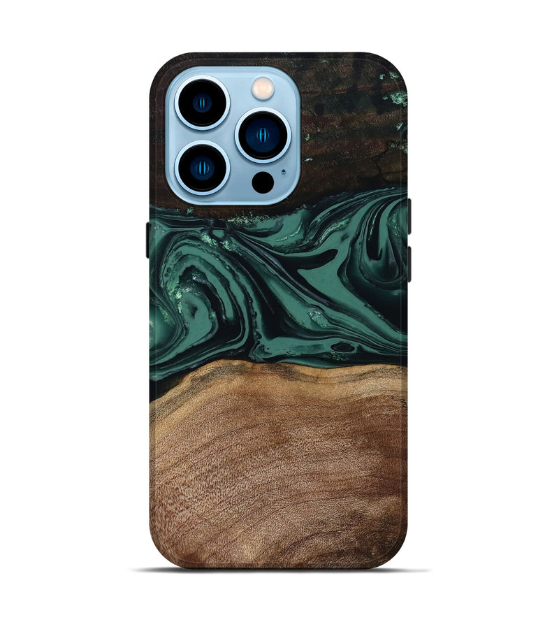 iPhone 14 Pro Wood Live Edge Phone Case - Shauna (Green, 808636)