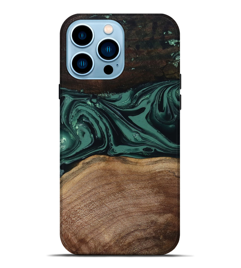 iPhone 14 Pro Max Wood Live Edge Phone Case - Shauna (Green, 808636)