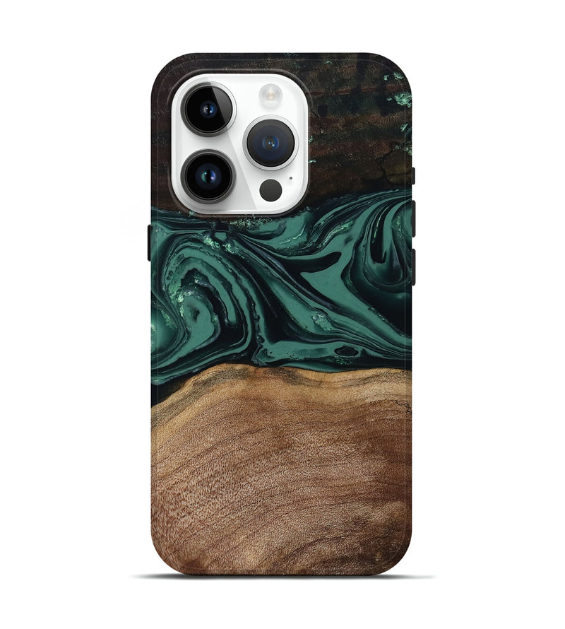 iPhone 15 Pro Wood Live Edge Phone Case - Shauna (Green, 808636)