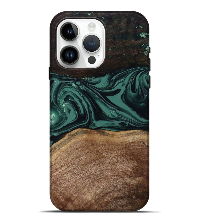 iPhone 15 Pro Max Wood Live Edge Phone Case - Shauna (Green, 808636)