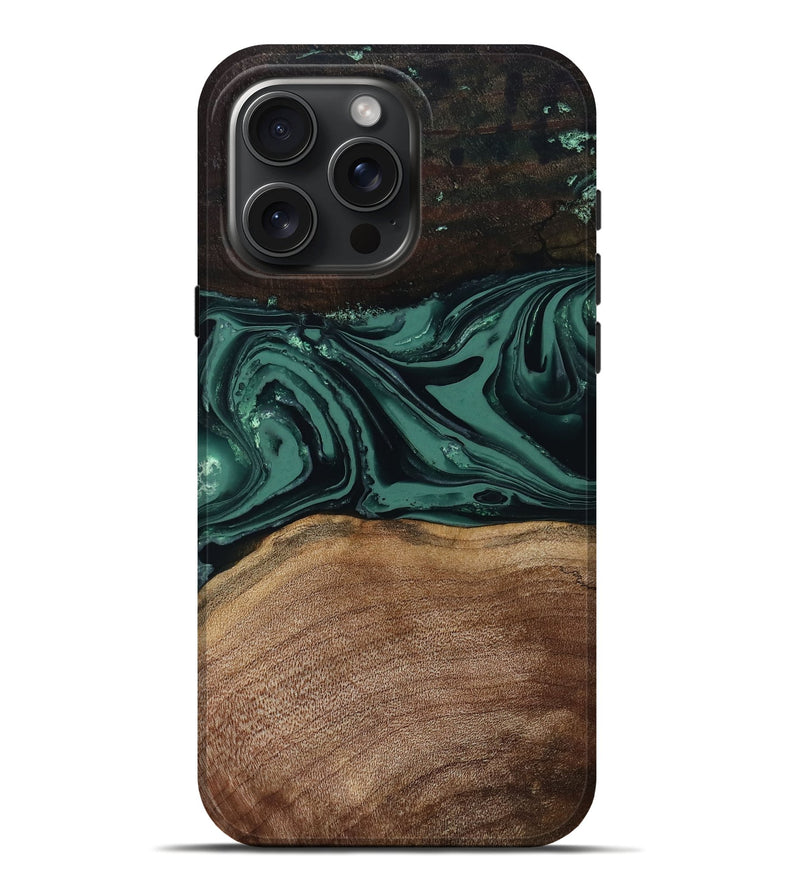 iPhone 16 Pro Max Wood Live Edge Phone Case - Shauna (Green, 808636)