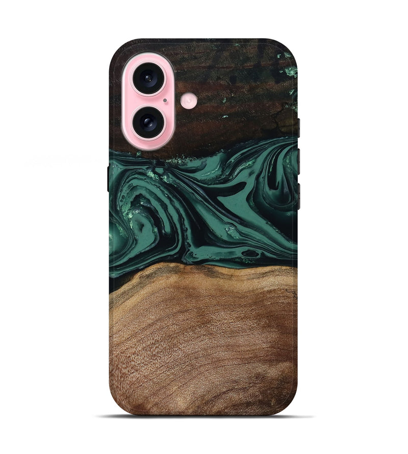 iPhone 17 Wood Live Edge Phone Case - Shauna (Green, 808636)