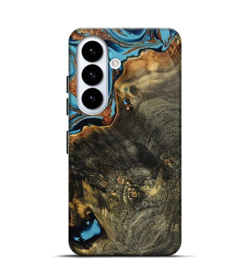 Galaxy S26 Wood Live Edge Phone Case - Derek (Teal & Gold, 808639)