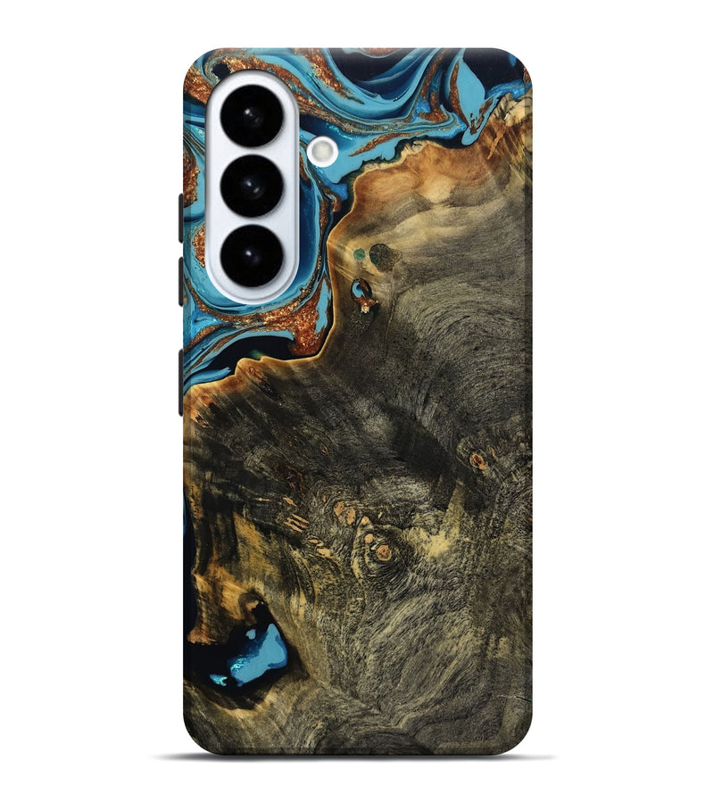 Galaxy S26 Plus Wood Live Edge Phone Case - Derek (Teal & Gold, 808639)