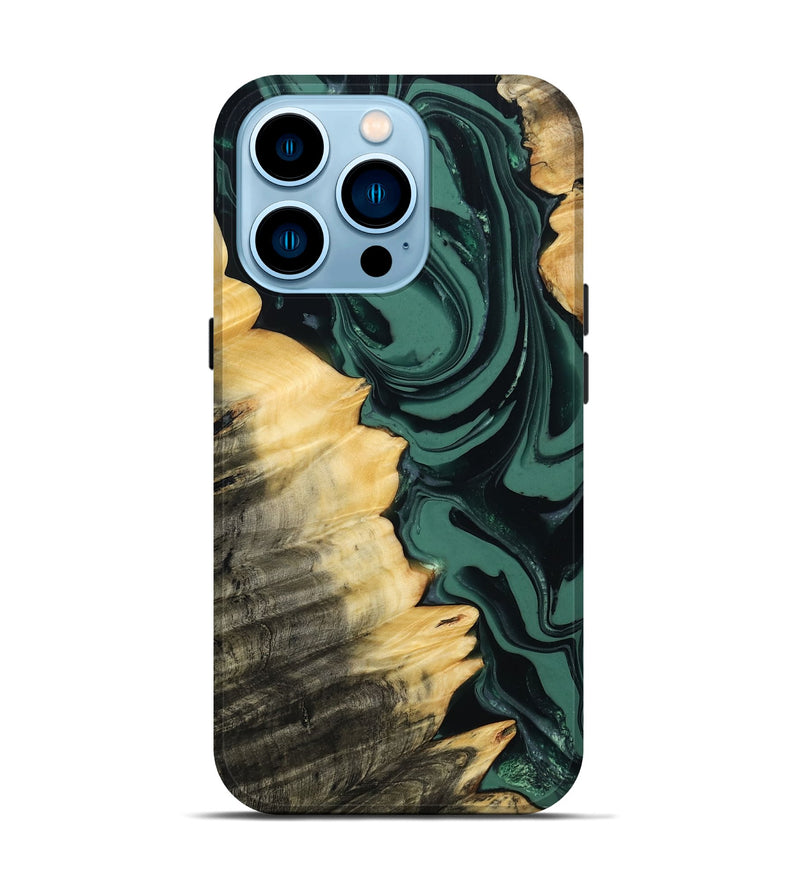 iPhone 14 Pro Wood Live Edge Phone Case - Shianne (Green, 808644)