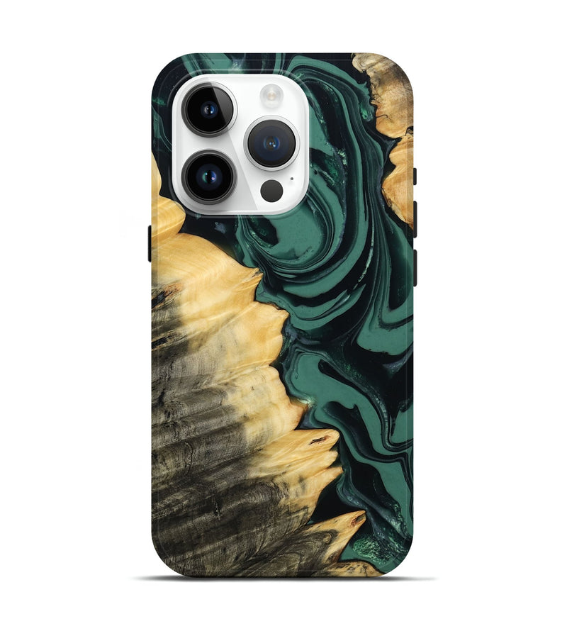 iPhone 15 Pro Wood Live Edge Phone Case - Shianne (Green, 808644)