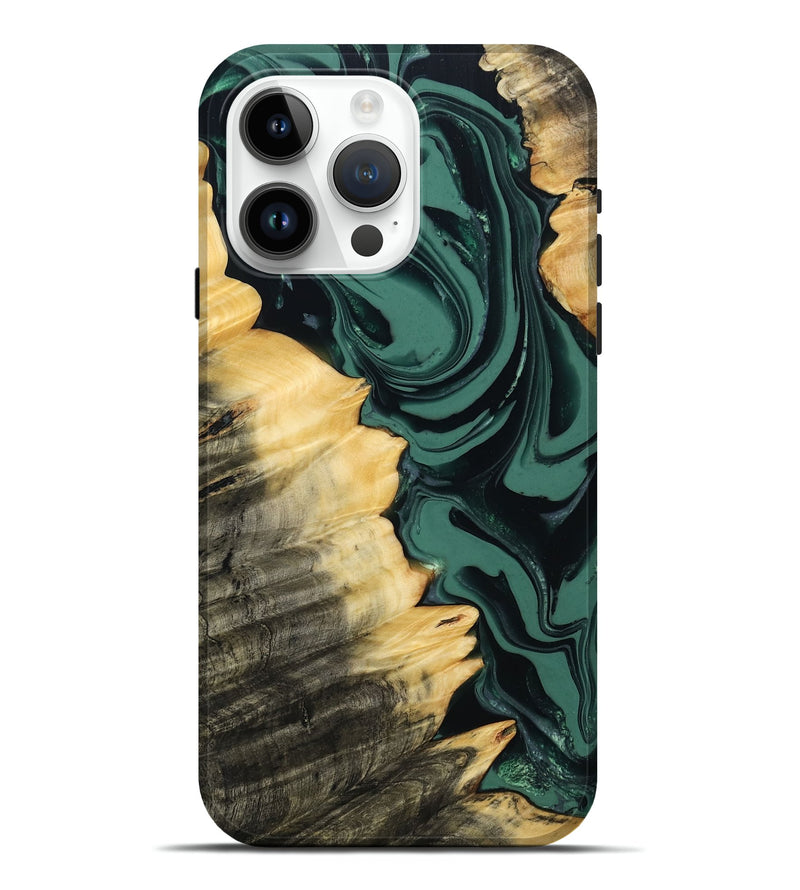 iPhone 15 Pro Max Wood Live Edge Phone Case - Shianne (Green, 808644)