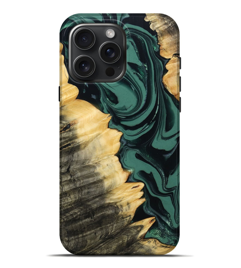 iPhone 16 Pro Max Wood Live Edge Phone Case - Shianne (Green, 808644)